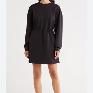 Black Long Sleeve cinched waist athletic dress
